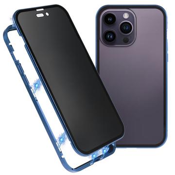 Capa Magnética de Vidro Temperado para  iPhone 16 Pro - Privacidade - Azul Escuro