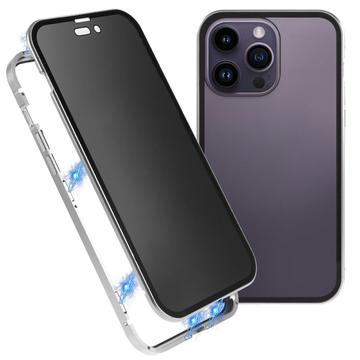 Capa Magnética de Vidro Temperado para  iPhone 16 Pro - Privacidade - Prateado