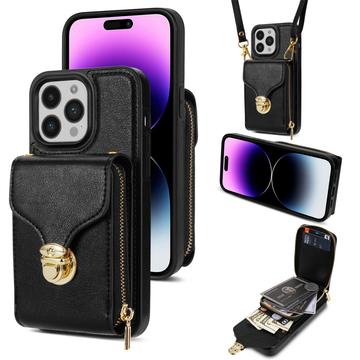 Capa multifunções para iPhone 16 Pro Max com carteira e correia