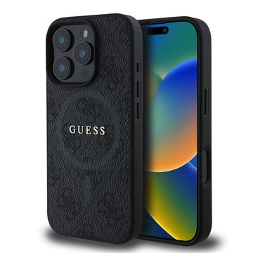 Capa com anel colorido Guess 4G para iPhone 16 Pro Max - Compatível com MagSafe - Preto
