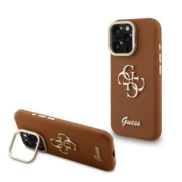 Capa suporte para câmara para iPhone 16 Pro Max Guess Grained 4G Logo - Castanho