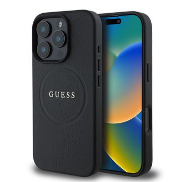 Capa híbrida Guess Grained Classic Logo para iPhone 16 Pro Max - Compatível com MagSafe - Preto