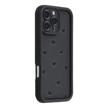 Capa TPU anti-choque com padrão de coração para iPhone 16 Pro Max com rebordos elevados