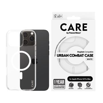 Capa PanzerGlass Care Transparent Urban Combat para iPhone 16 Pro Max - Compatível com MagSafe - Branco