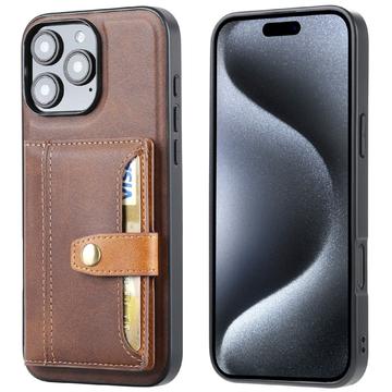 Bolsa com Carteira Retro Style para iPhone 16 Pro Max - Castanho