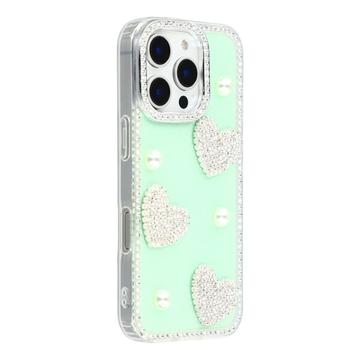 Capa híbrida para iPhone 16 Pro Amor Brilhante e Pérola - Verde