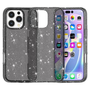 Capa Híbrida Stylish Glitter Series para iPhone 16 Pro - Preto
