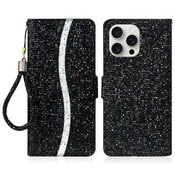 iPhone 16 Pro Capa para carteira com brilho elegante - Preto