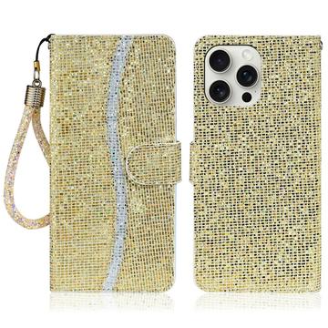iPhone 16 Pro Capa para Carteira com Brilho Elegante - Ouro