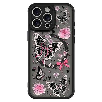 Capa magnética protetora elegante para iPhone 16 Pro - Borboletas / Rosas