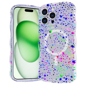 Capa MagSafe para iPhone 16 Pro Wave-Edge Laser Glitter - Estrela