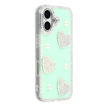 Capa híbrida para iPhone 16 Amor Brilhante e Pérola - Verde