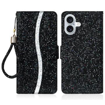 iPhone 16 Capa para carteira com brilho elegante - Preto