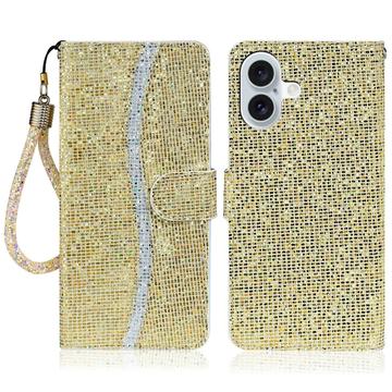 iPhone 16 Capa para Carteira com Brilho Elegante - Ouro