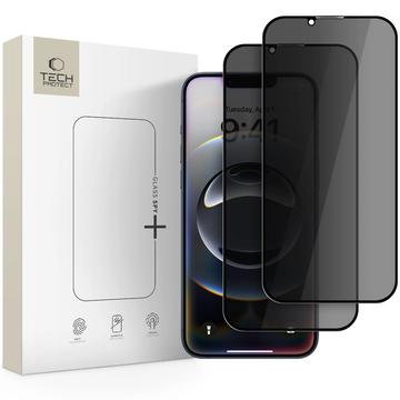 Protetor de ecrã de vidro temperado Privacy iPhone 16e/14/13/13 Pro Tech-Protect Glass Spy+ - 2 unid. - Preto