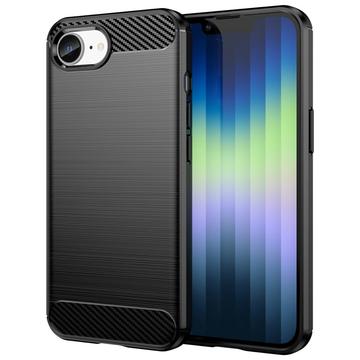 Capa de TPU Escovado para iPhone 16e - Fibra de Carbono - Preto