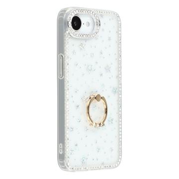 Capa híbrida iPhone 16e CrystalGlow com suporte para anel - Estrelas / Transparente