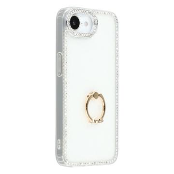 Capa híbrida iPhone 16e CrystalGlow com suporte para anel - Branco