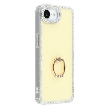 Capa híbrida iPhone 16e CrystalGlow com suporte para anel - Amarelo
