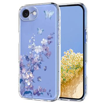 Capa em TPU com padrão floral para iPhone 16e - Roxo