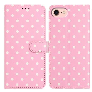 Capa para carteira com padrão de bolinhas para iPhone 16e - Rosa