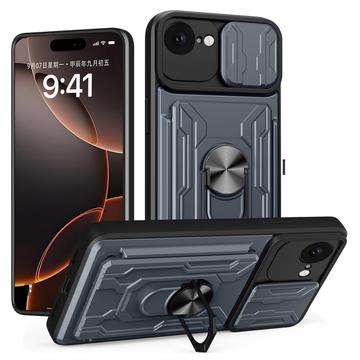 Capa Híbrida de Anel Rotativo com Proteção de Câmera para iPhone 16e - Cinza titânio