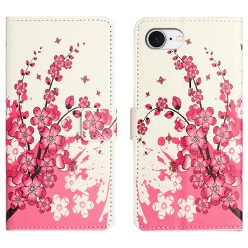 Bolsa Tipo Carteira Style Series para iPhone 16e - Flores Cor-de-Rosa