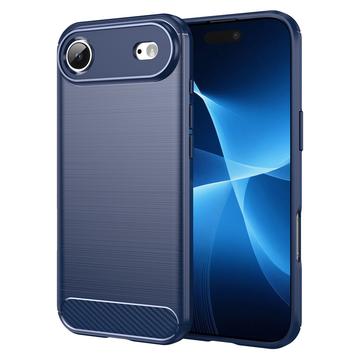 Capa de TPU Escovado para iPhone Air - Fibra de Carbono - Azul