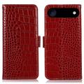 Bolsa de Pele Tipo Carteira Crocodile com RFID para iPhone Air - Vermelho
