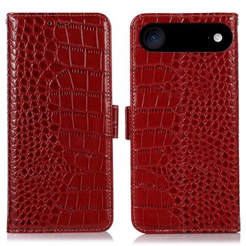 Bolsa de Pele Tipo Carteira Crocodile com RFID para iPhone Air - Vermelho