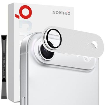 iPhone Air Northjo Proteção total em metal mate e vidro temperado Protetor da lente da câmara - Prata