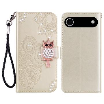 Capa de carteira com strass de coruja para iPhone Air