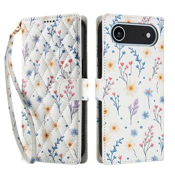 iPhone Air Capa carteira floral rômbica