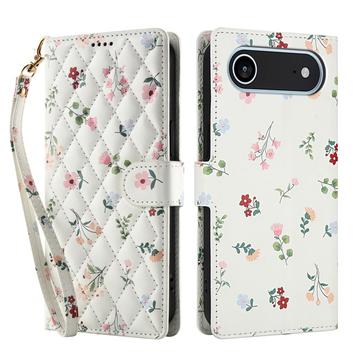 iPhone Air Capa carteira floral rômbica - Rosas