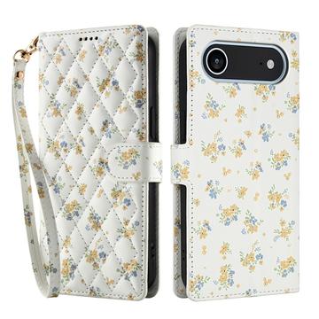 iPhone Air Capa carteira floral rômbica - Flores amarelas