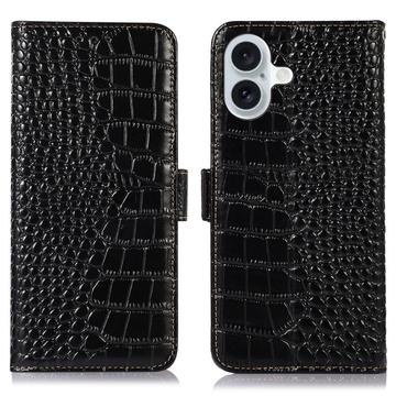 Bolsa de Pele Tipo Carteira Crocodile com RFID para iPhone 17