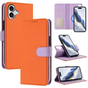 Capa para carteira destacável para iPhone 17 com MagSafe, proteção RFID e alça de mão - Laranja / Roxo