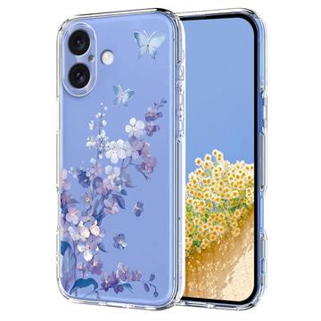 Capa em TPU com padrão floral para iPhone 17 - Roxo