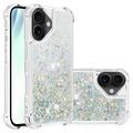 Capa em TPU iPhone 17 Glitter Quicksand - Corações prateados