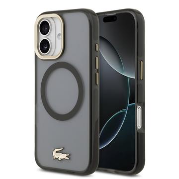 Capa híbrida Lacoste Frosted Finish Gold Logo para iPhone 17 - Compatível com MagSafe - Preto