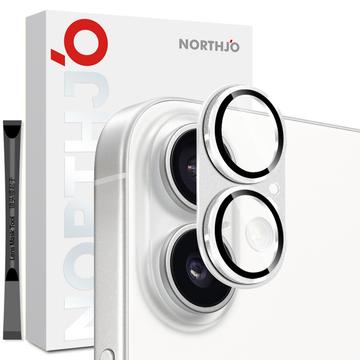 Protetor da lente da câmara do iPhone 17 Northjo com proteção total em metal mate e vidro temperado - Prata