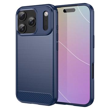Capa de TPU Escovado para iPhone 17 Pro - Fibra de Carbono - Azul
