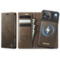 Capa para carteira amovível 2 em 1 para iPhone 17 Pro Caseme C49 - Compatível com MagSafe, RFID - Café