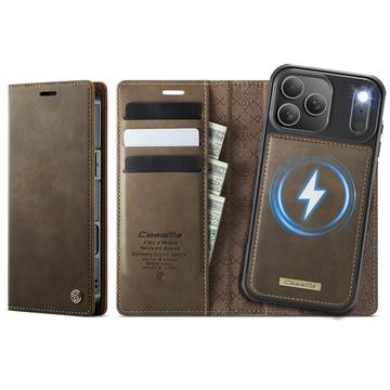 Capa para carteira amovível 2 em 1 para iPhone 17 Pro Caseme C49 - Compatível com MagSafe, RFID - Café