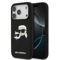 Capa de silicone líquido Karl Lagerfeld Double Heads para iPhone 17 Pro - Preto