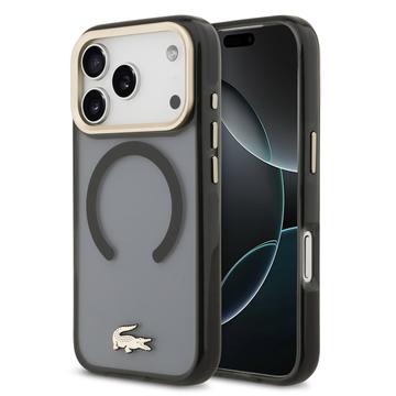 Capa híbrida Lacoste Frosted Finish Gold Logo para iPhone 17 Pro - Compatível com MagSafe - Preto
