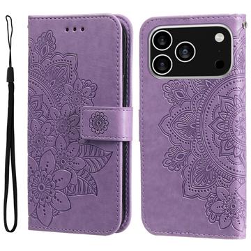 Bolsa tipo Carteira Mandala Series para iPhone 17 Pro - Púrpura