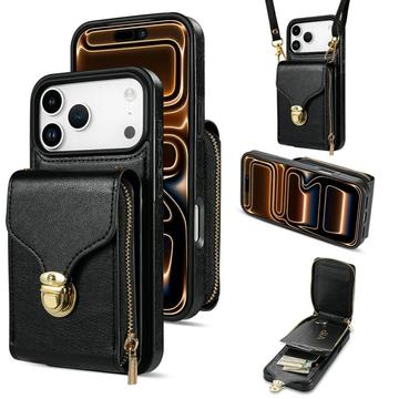Capa multifunções para iPhone 17 Pro Max com carteira e correia