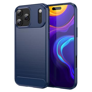 Capa de TPU Escovado para iPhone 17 Pro Max - Fibra de Carbono - Azul