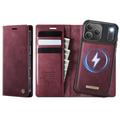 Capa para carteira amovível 2 em 1 para iPhone 17 Pro Max Caseme C49 - Compatível com MagSafe, RFID - Vermelho